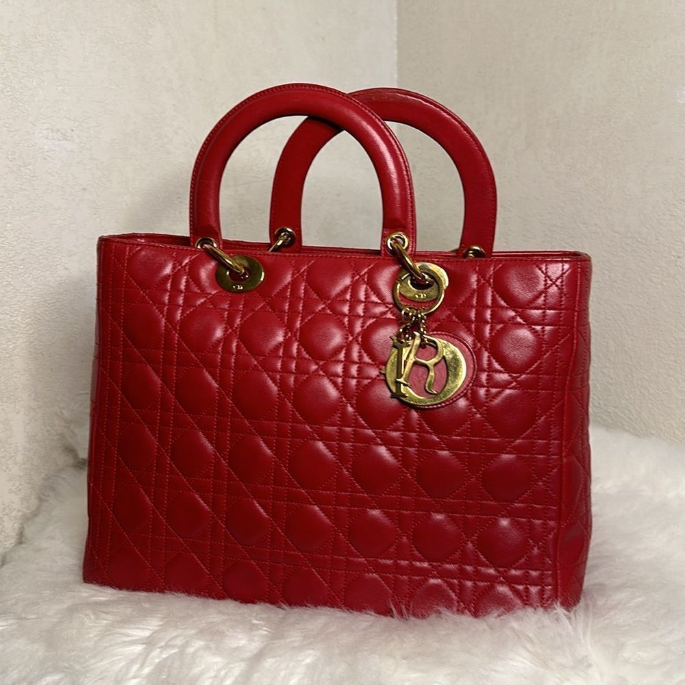 💯Authentic CHRISTIAN DIOR
Lambskin Cannage Large Lady Dior🍀 - Picture 4 of 17